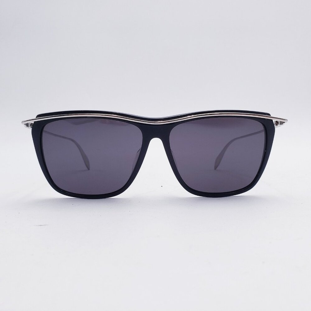 Alexander‎ McQueen AM0143S 003 Black Silver Rectangle Sunglasses